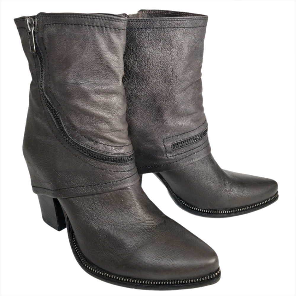 Francesco Morichetti Grey Leather Heeled Boots